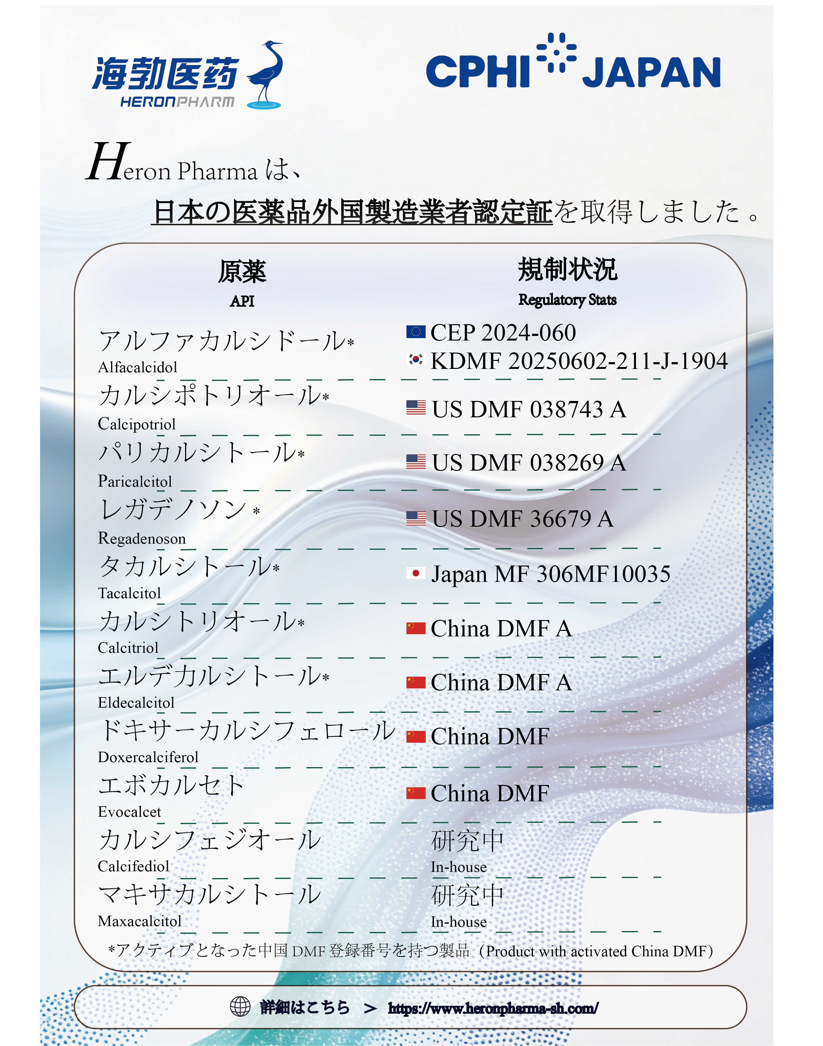 CPHI Japan 2026  Meet Heron Pharma & Explore Premium API Solution